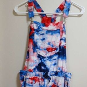 No Boundaries Red White & Blue Tie-Dye Overalls